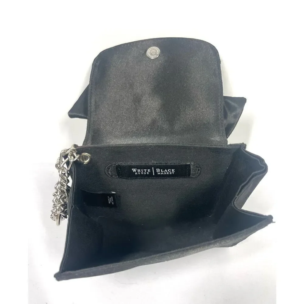 White House Black Market Small Satin Bow Wristlet Evening Bag Purse - Picture 2 of 3
